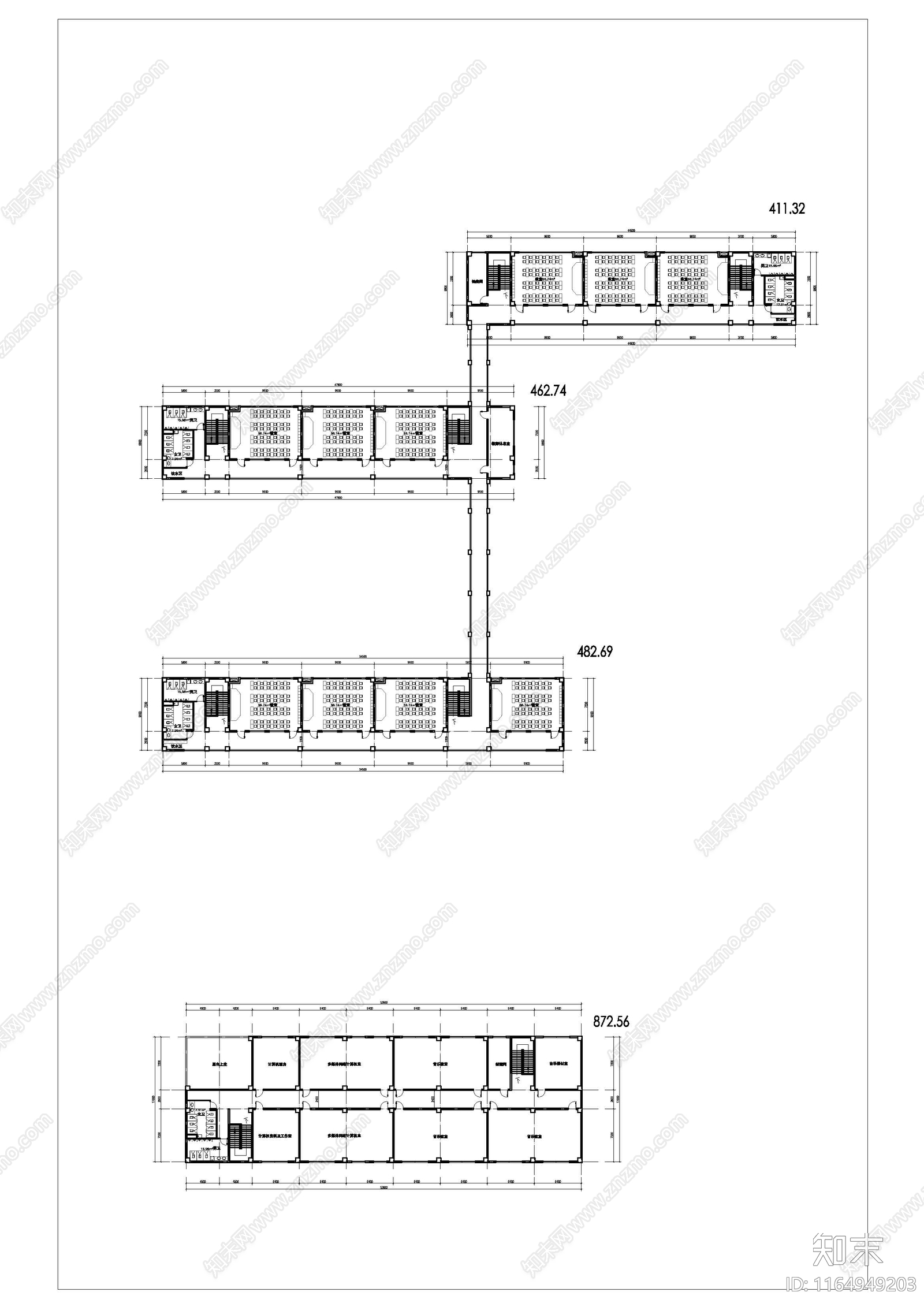 现代学校建筑cad施工图下载【ID:1164949203】