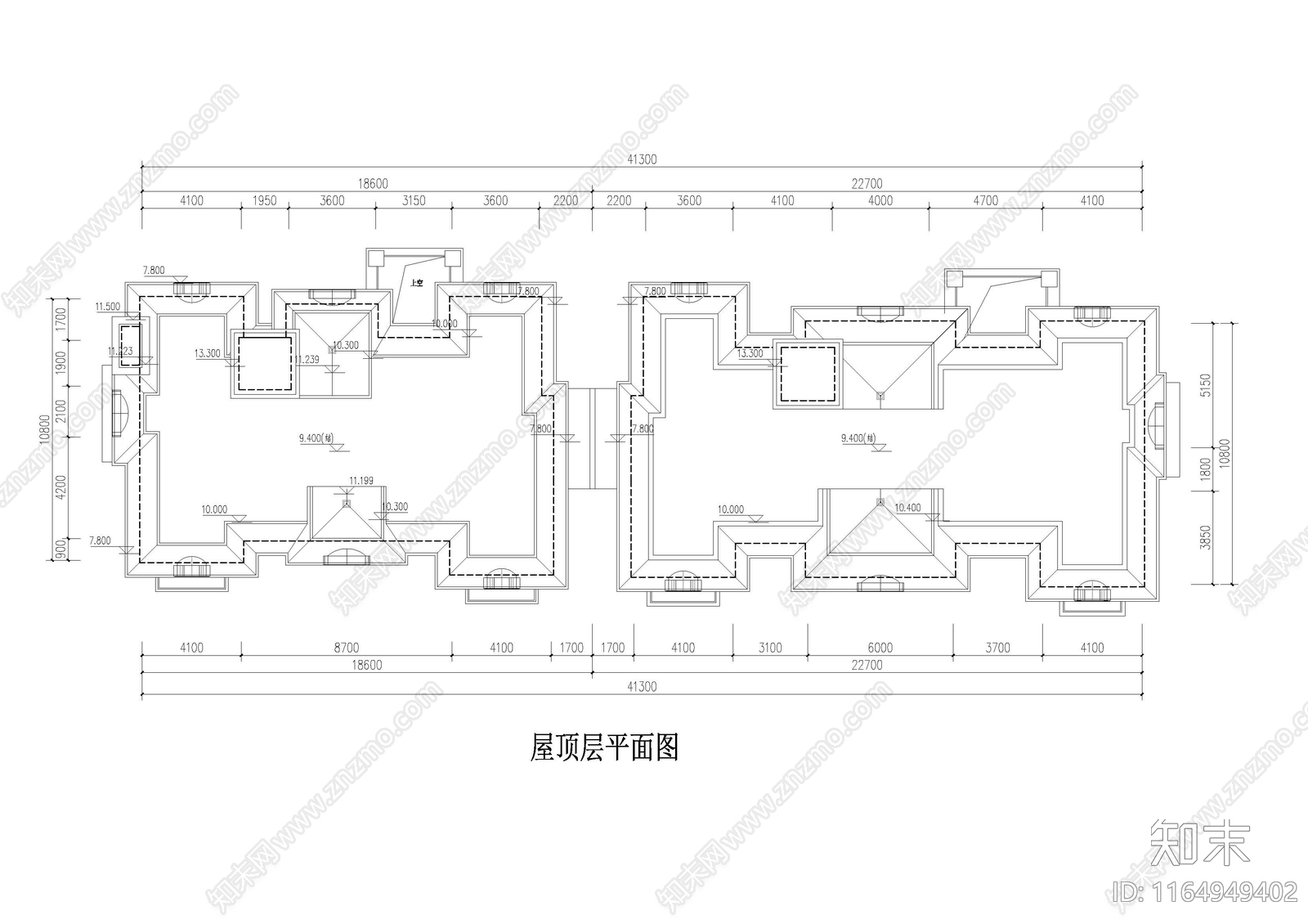 现代新中式别墅建筑施工图下载【ID:1164949402】