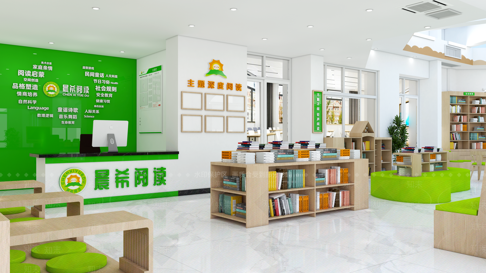 原木简约图书馆SU模型下载【ID:1164949938】