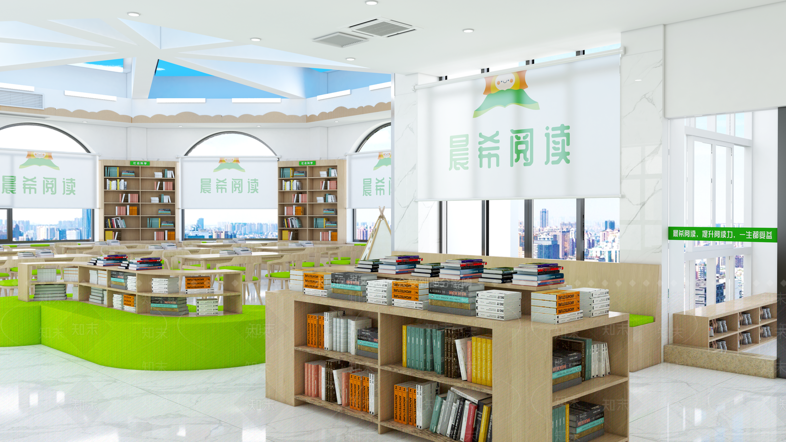 原木简约图书馆SU模型下载【ID:1164949938】