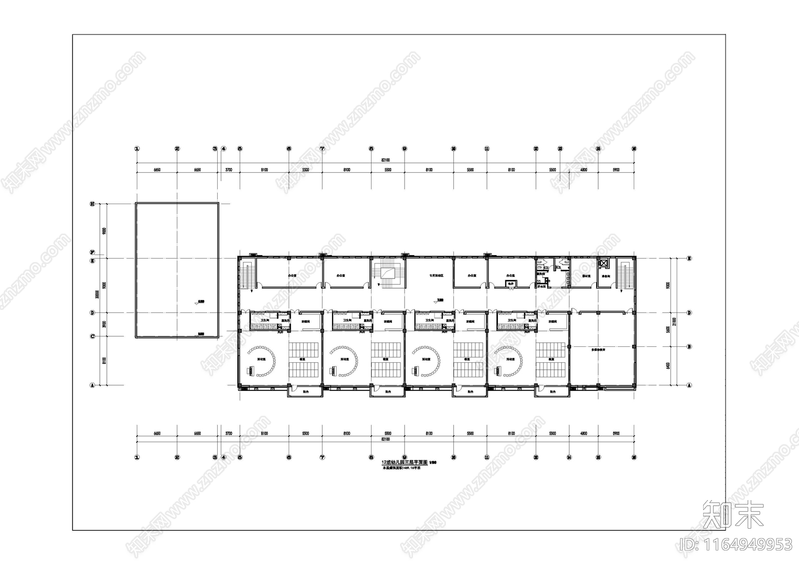 现代幼儿园建筑施工图下载【ID:1164949953】