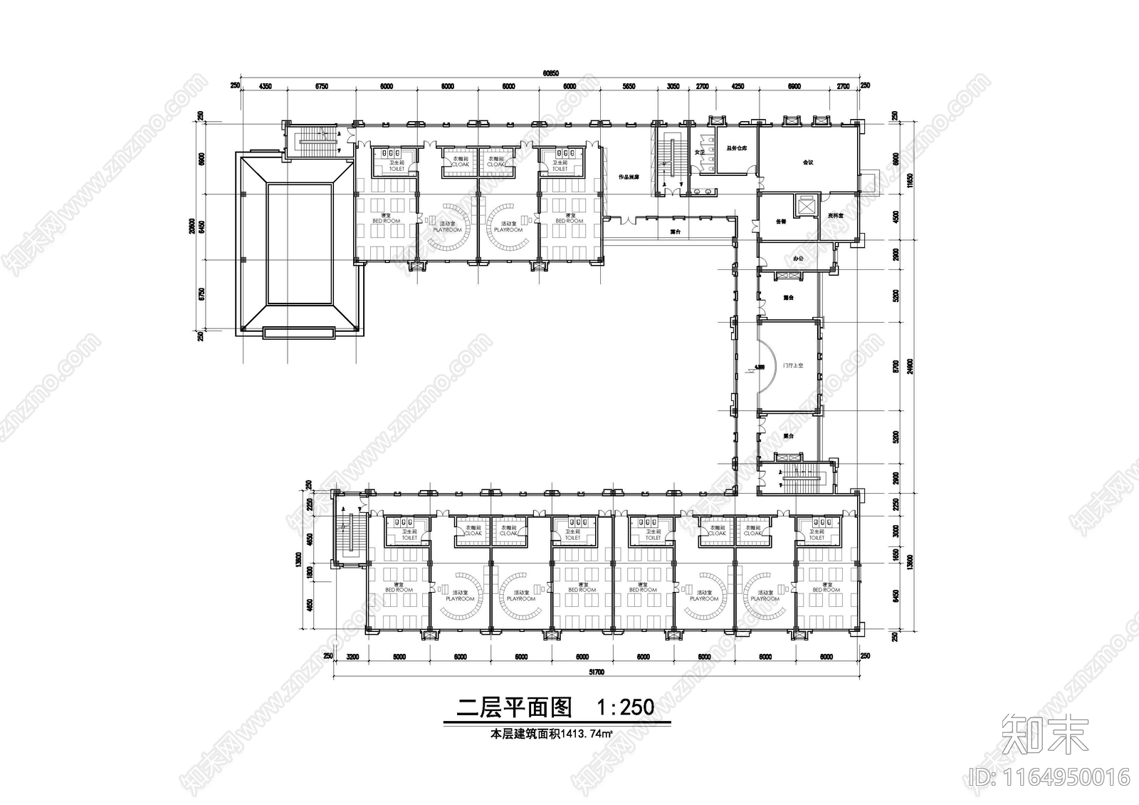 现代幼儿园建筑施工图下载【ID:1164950016】