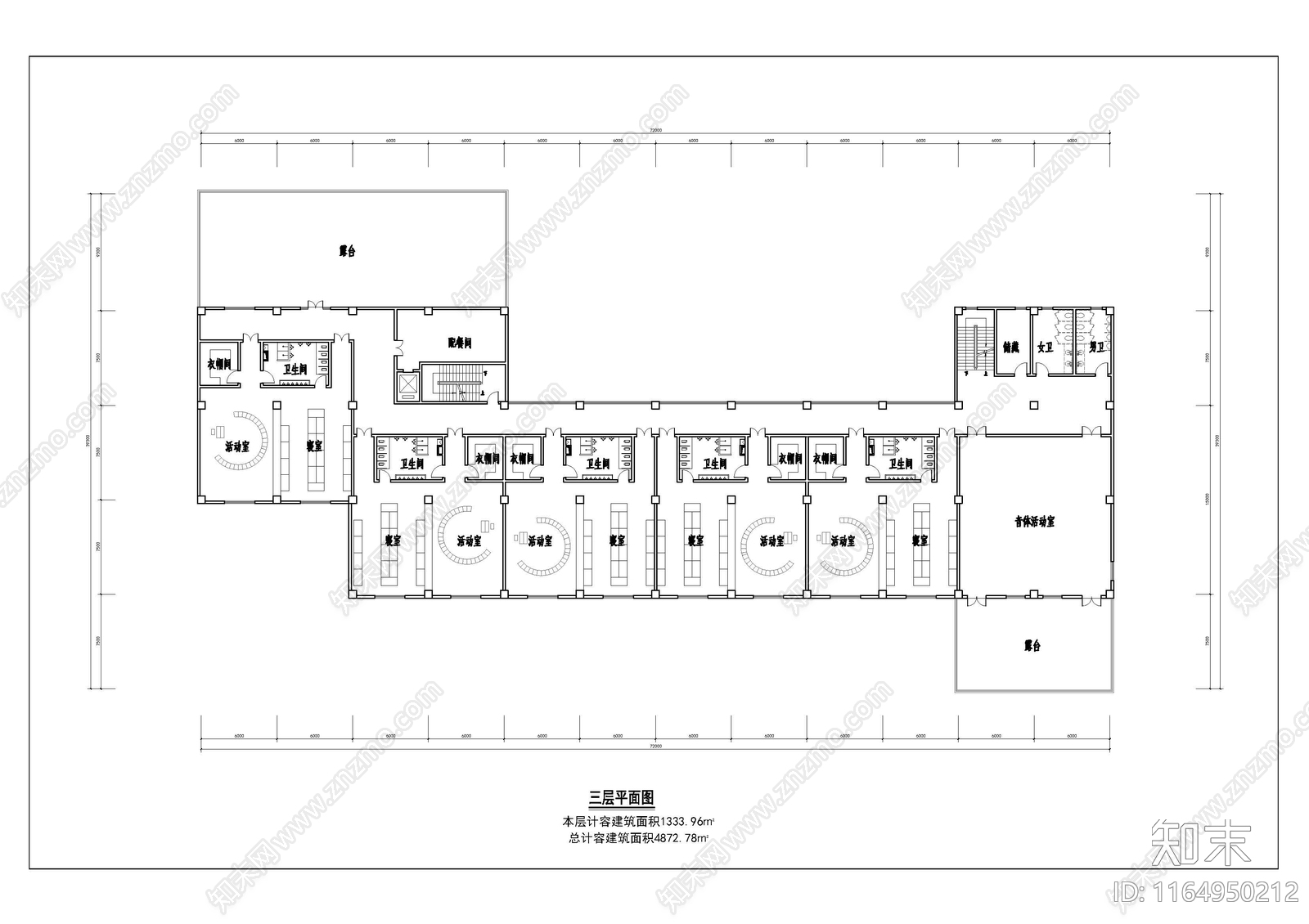 现代幼儿园建筑cad施工图下载【ID:1164950212】