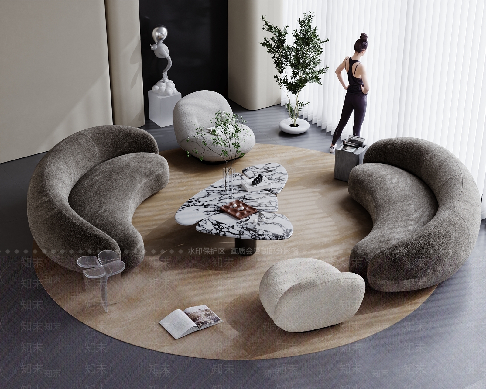 现代侘寂沙发组合3D模型下载【ID:1164957622】