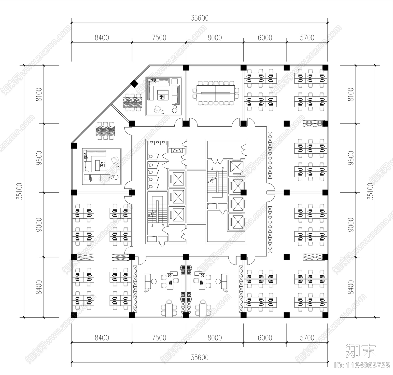 现代办公楼建筑施工图下载【ID:1164965735】