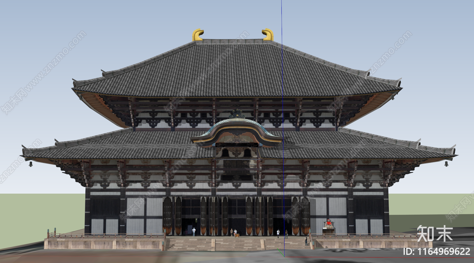 中式寺庙建筑SU模型下载【ID:1164969622】