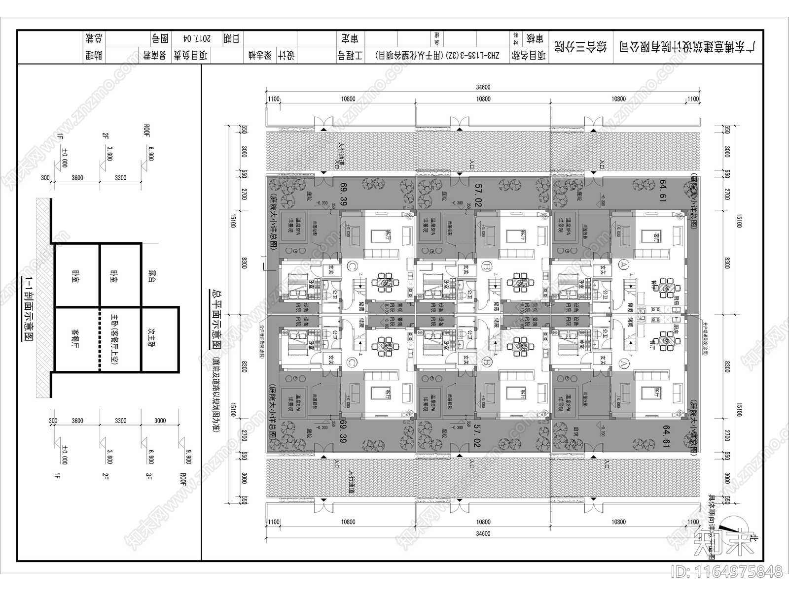 新中式别墅建筑cad施工图下载【ID:1164975848】