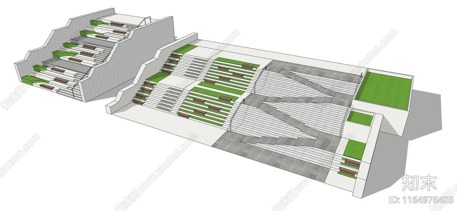 现代台阶景观SU模型下载【ID:1164976403】