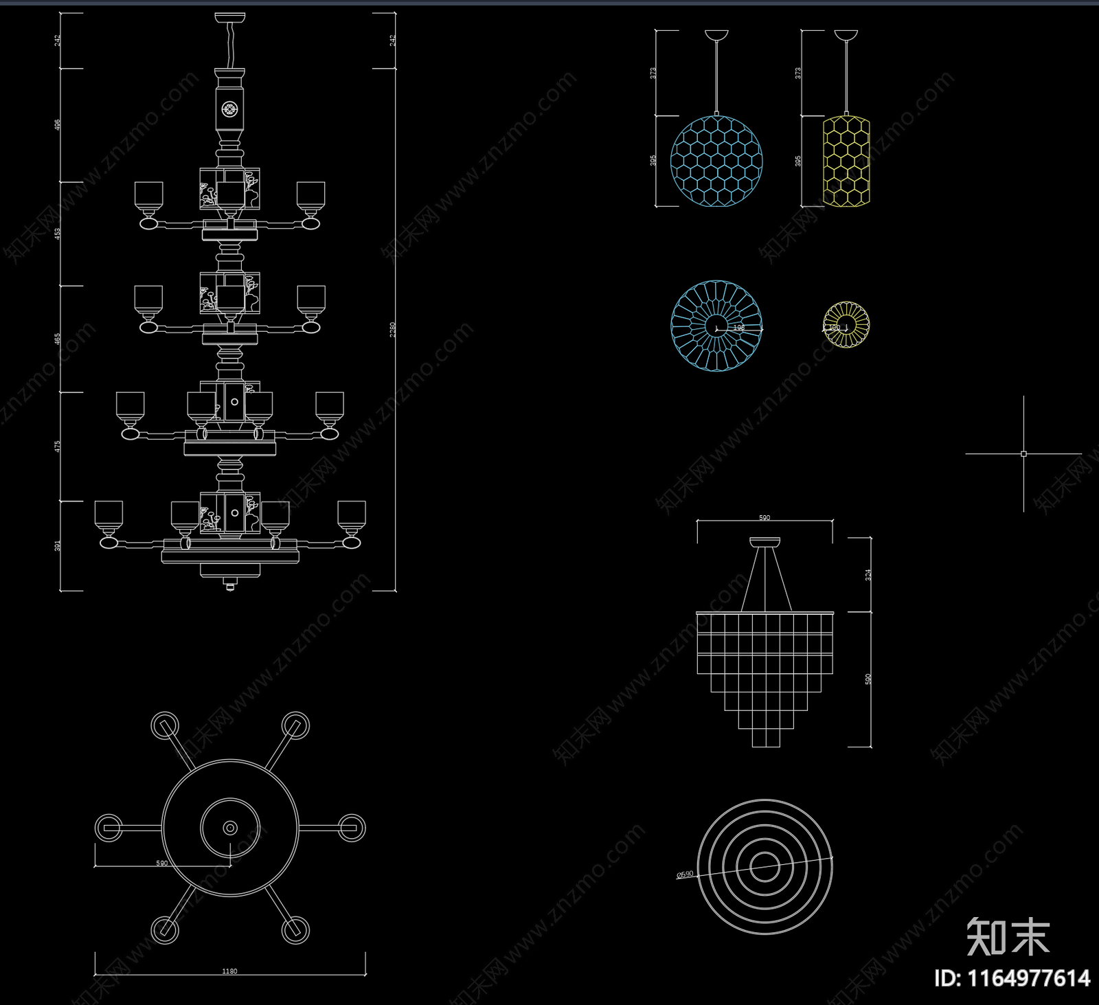 现代灯具图库cad施工图下载【ID:1164977614】