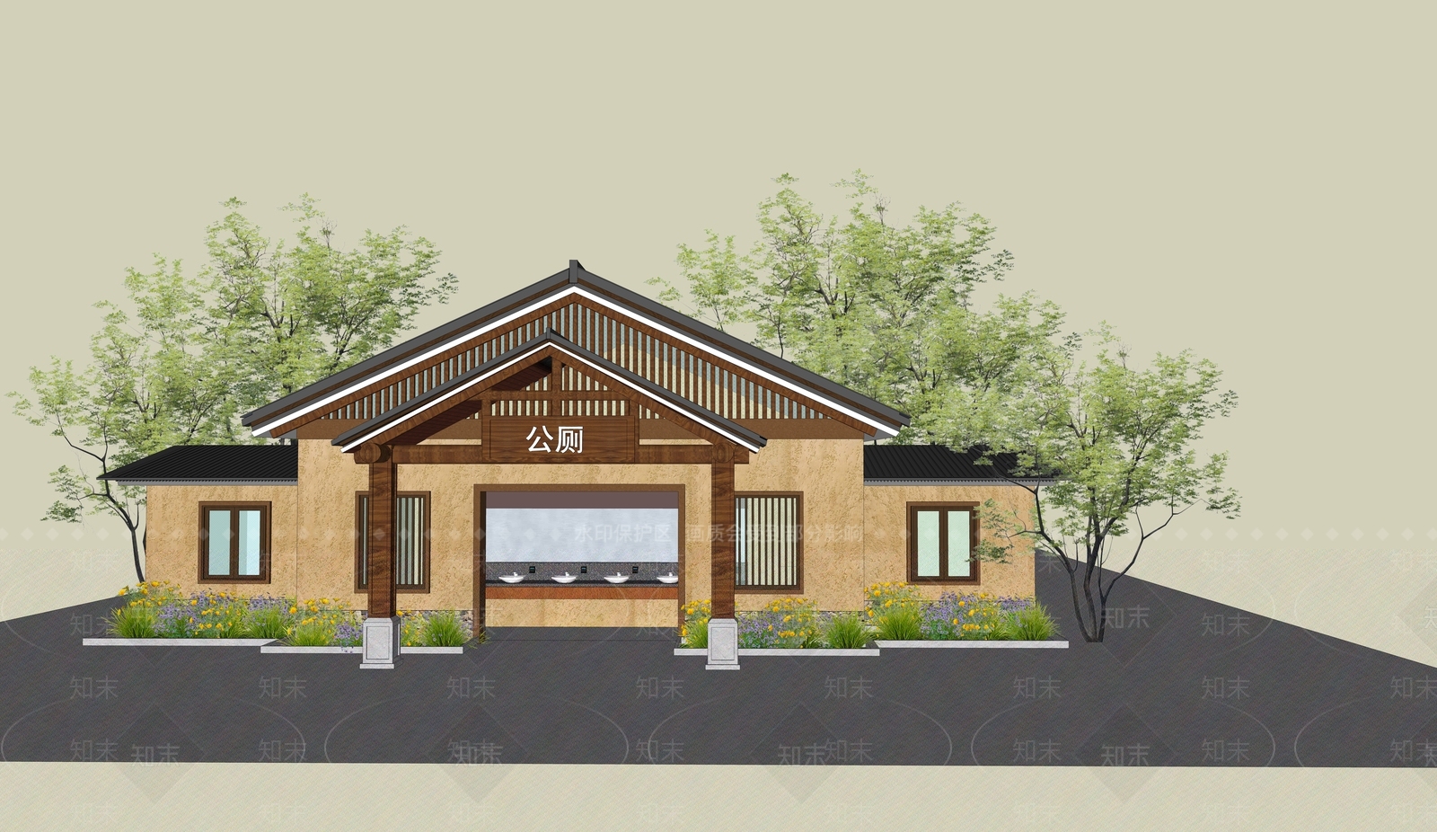 新中式侘寂其他公共建筑SU模型下载【ID:1164981022】