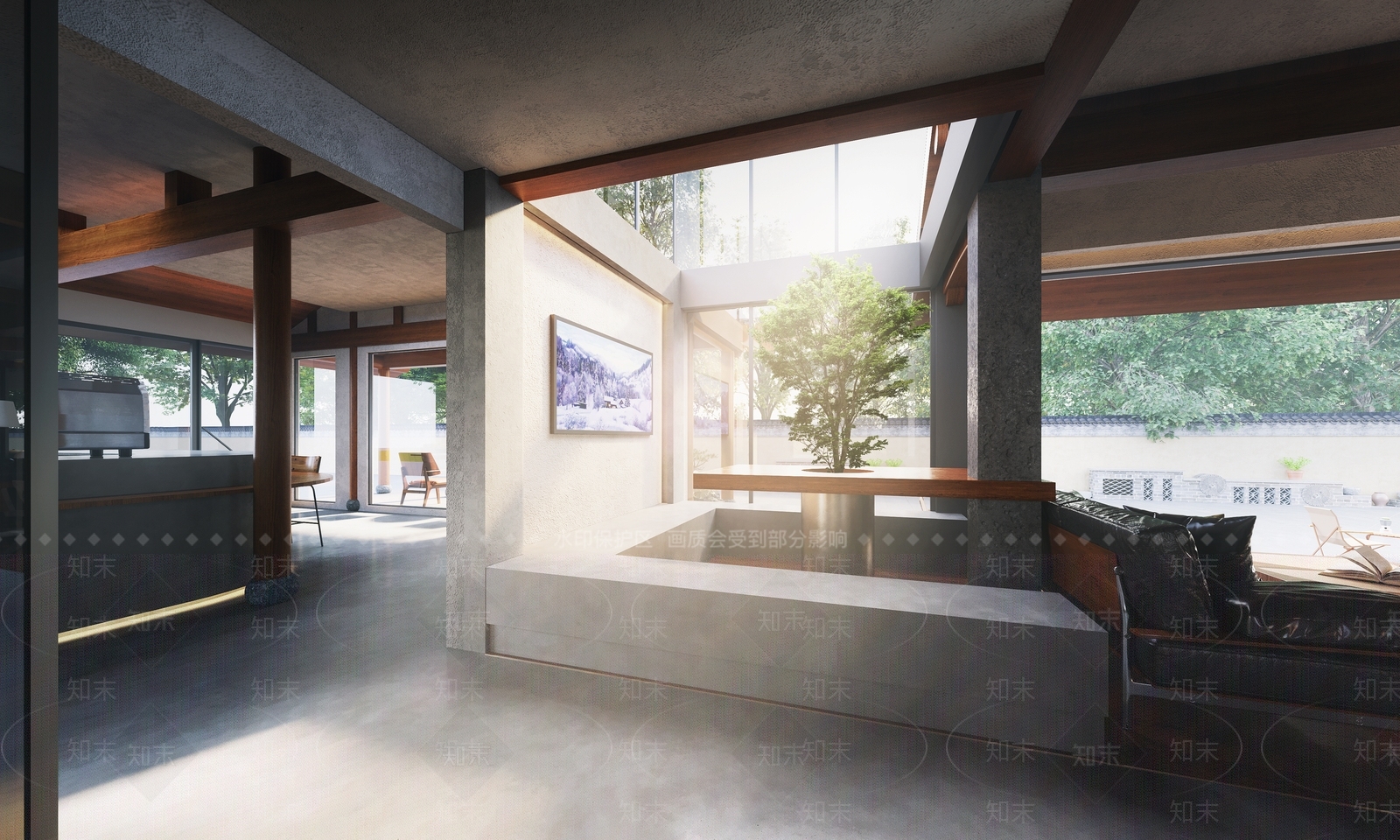 现代新中式咖啡厅3D模型下载【ID:1164990550】