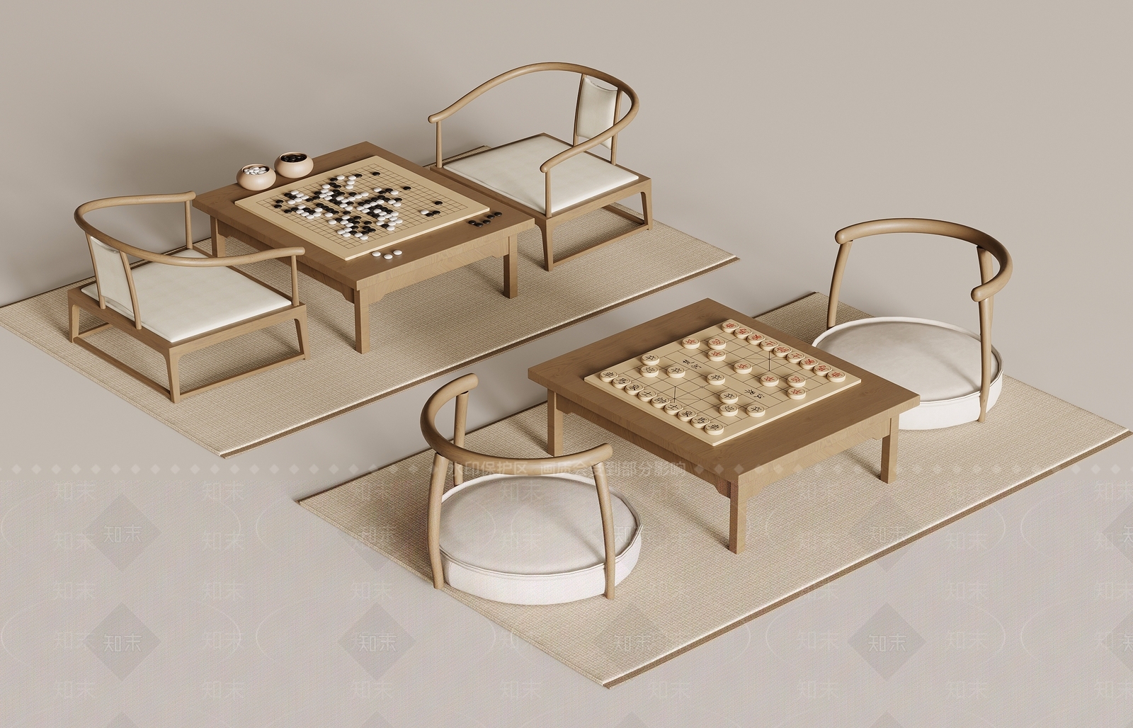 新中式棋牌室3D模型下载【ID:1164991949】