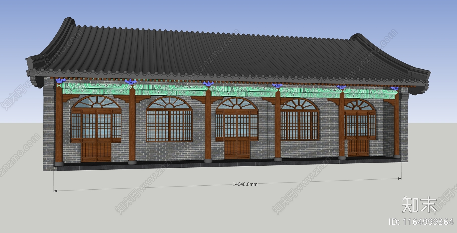 中式寺庙建筑SU模型下载【ID:1164999364】