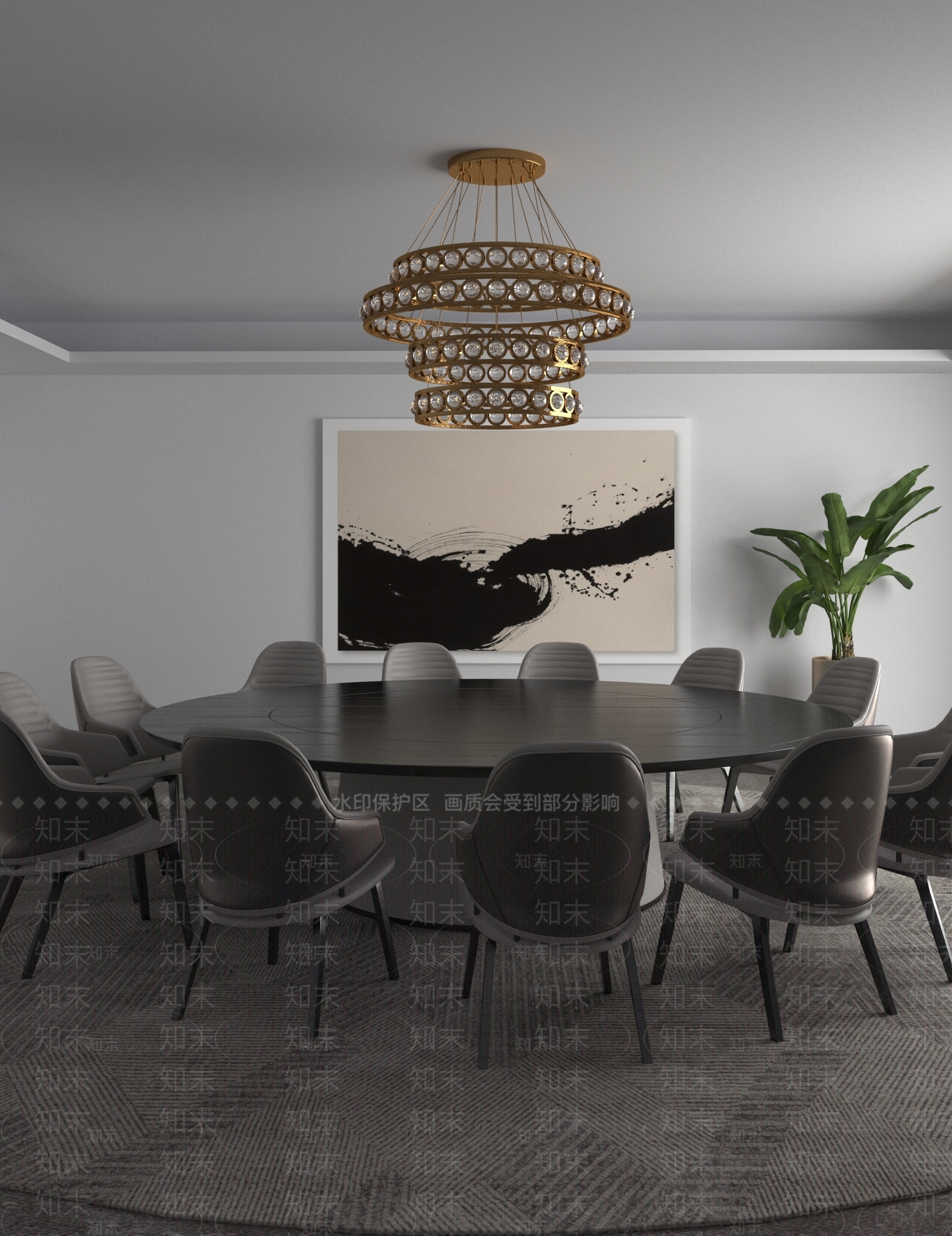 现代轻奢餐桌3D模型下载【ID:1164999427】