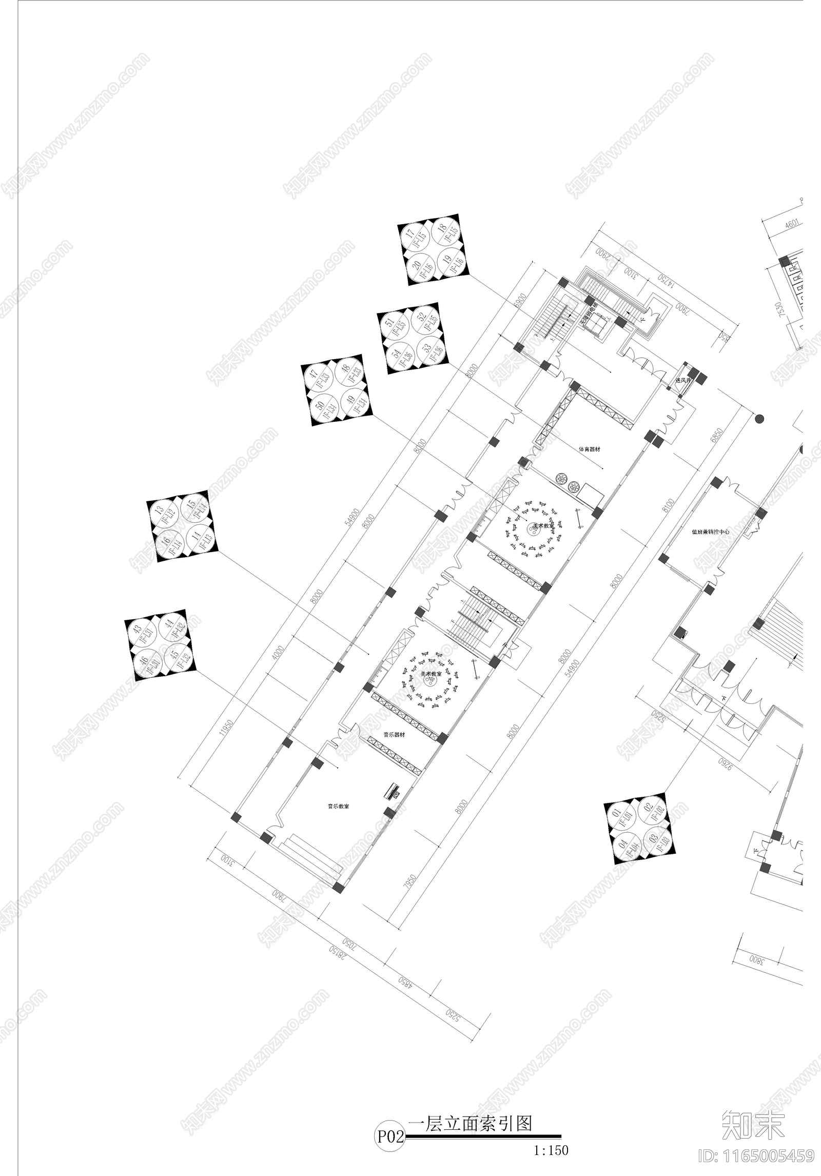 现代教室cad施工图下载【ID:1165005459】