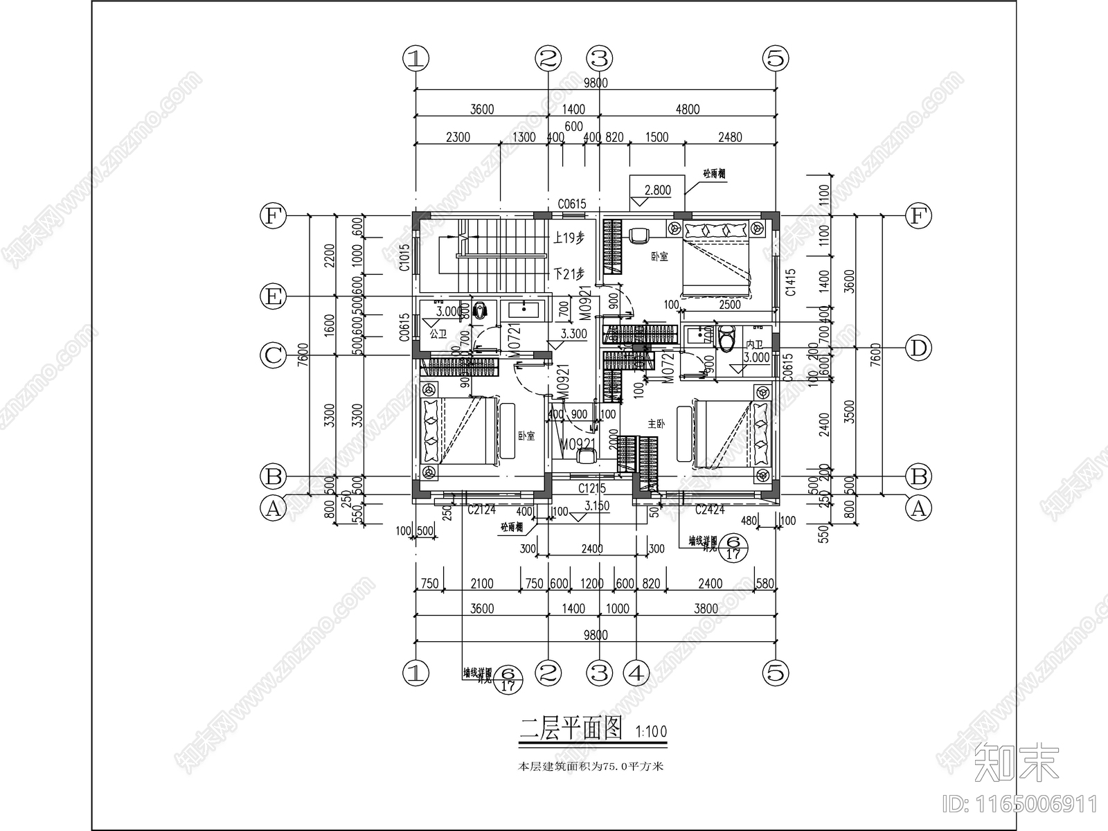 现代简约别墅建筑cad施工图下载【ID:1165006911】