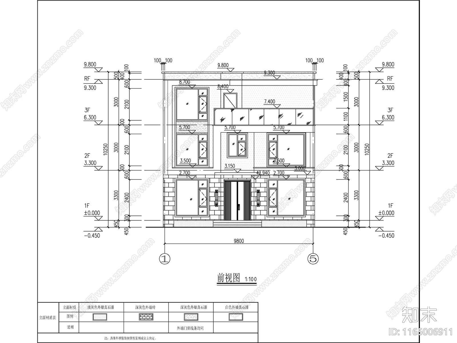 现代简约别墅建筑cad施工图下载【ID:1165006911】