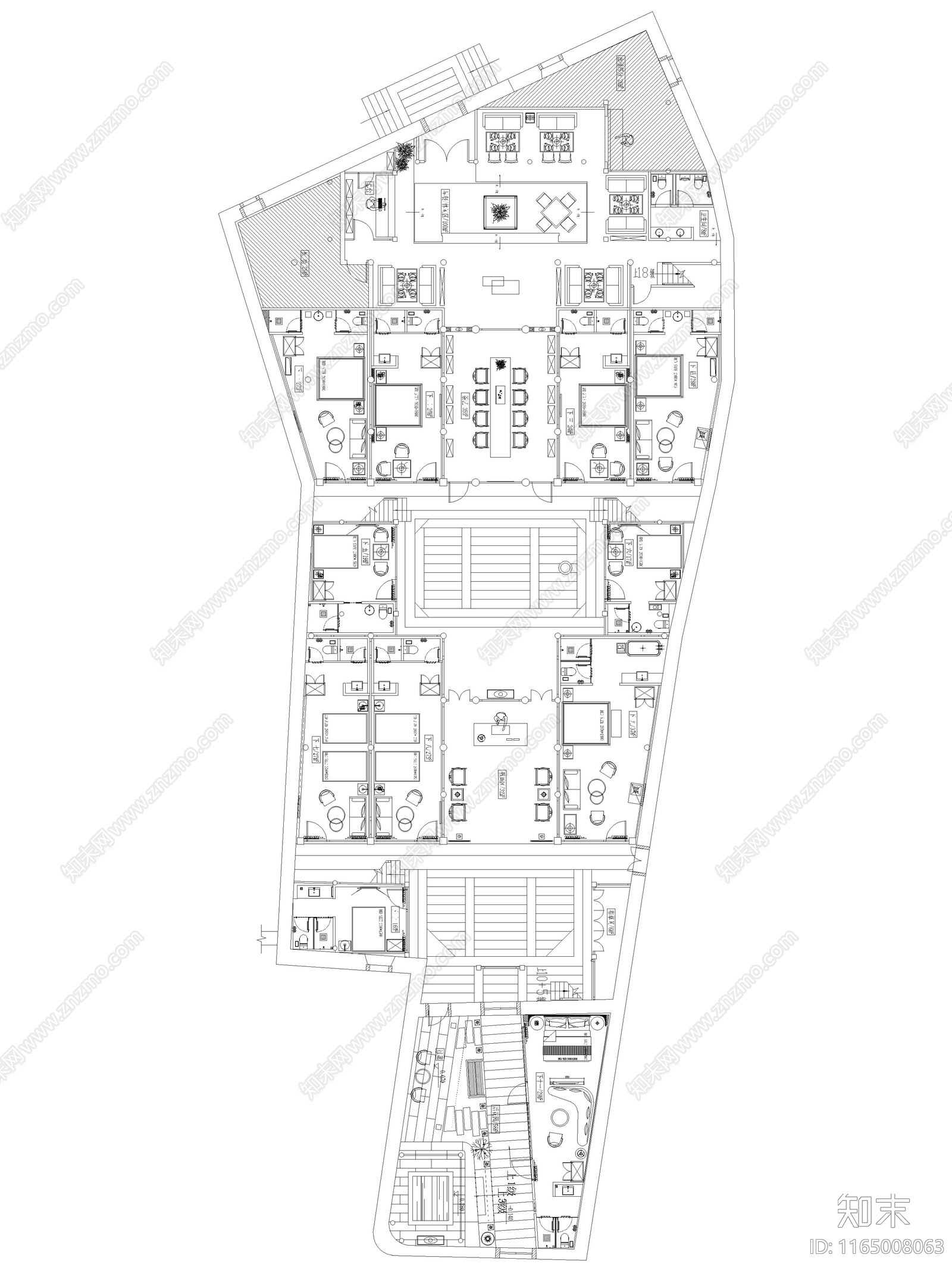 现代新中式民宿cad施工图下载【ID:1165008063】