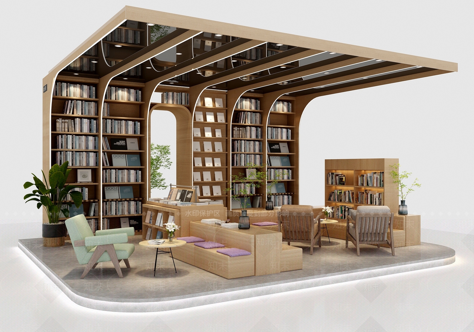 现代简约书店3D模型下载【ID:1165010613】
