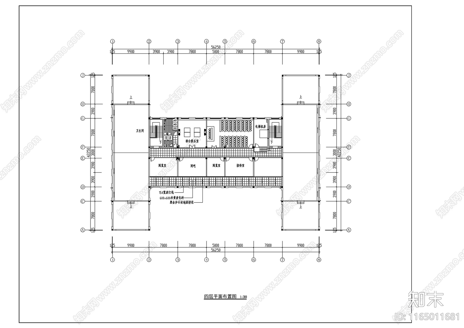 现代办公室cad施工图下载【ID:1165011681】