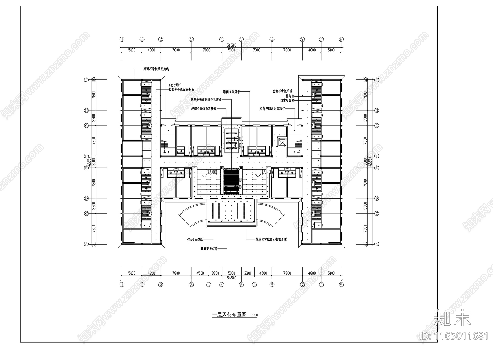 现代办公室cad施工图下载【ID:1165011681】