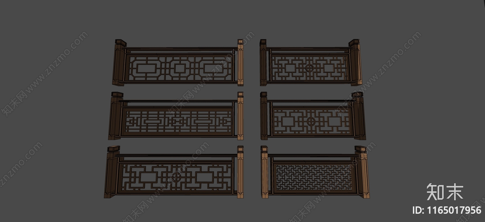 新中式围栏护栏SU模型下载【ID:1165017956】
