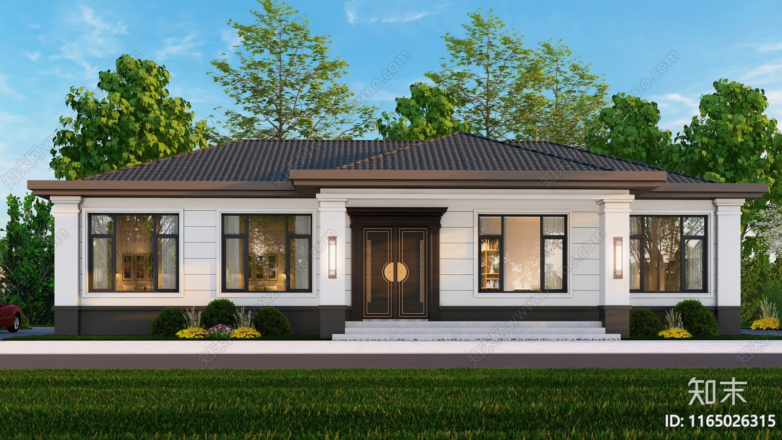 新中式别墅建筑施工图下载【ID:1165026315】