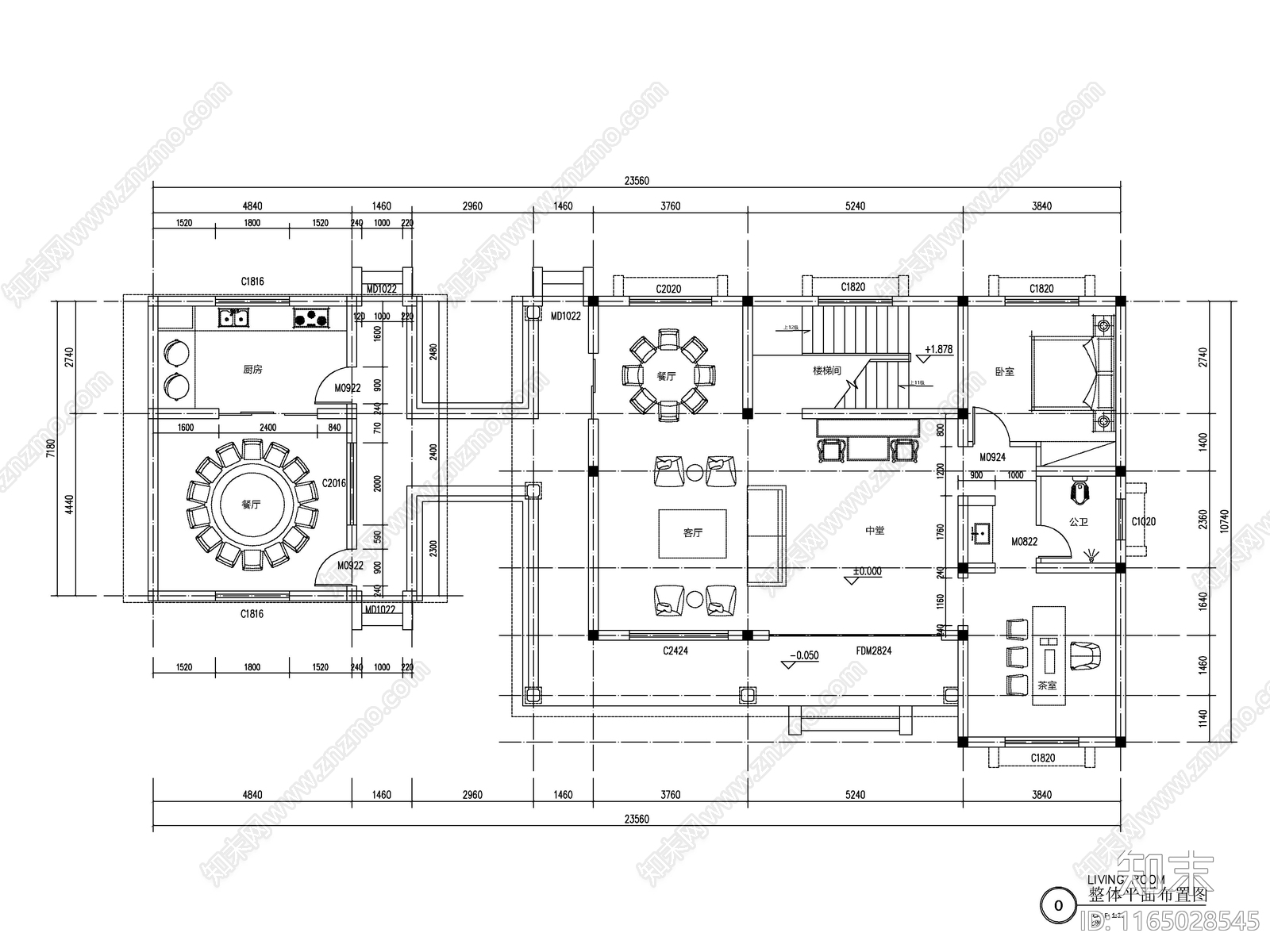 中式别墅建筑施工图下载【ID:1165028545】