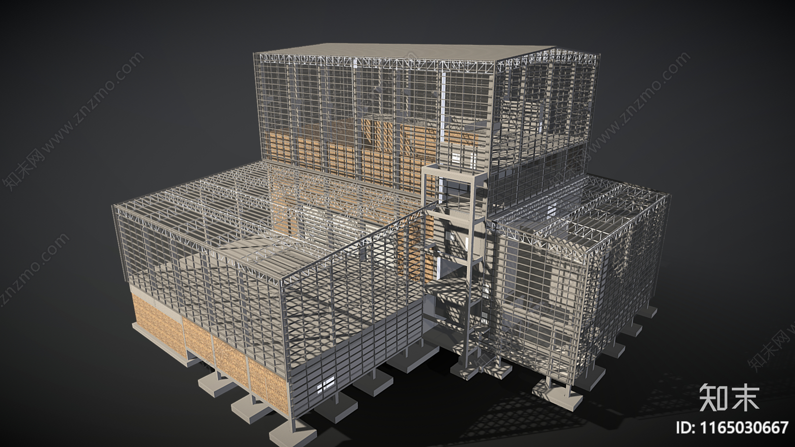 新中式现代艺术风格建筑3D模型下载【ID:1165030667】