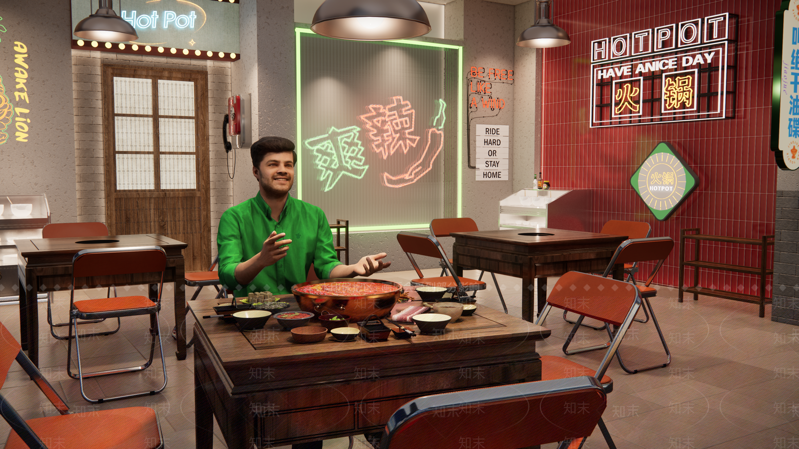 复古现代火锅店SU模型下载【ID:1165032209】