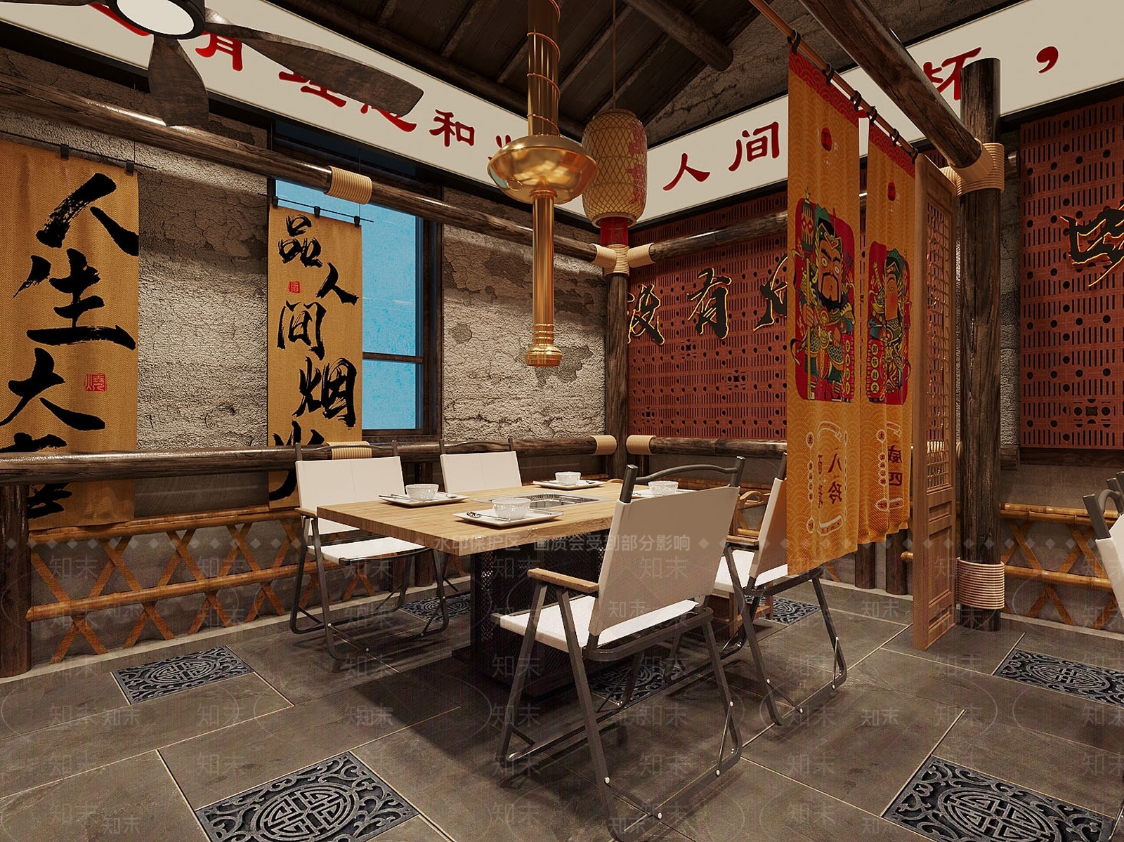 新中式火锅店SU模型下载【ID:1165033695】