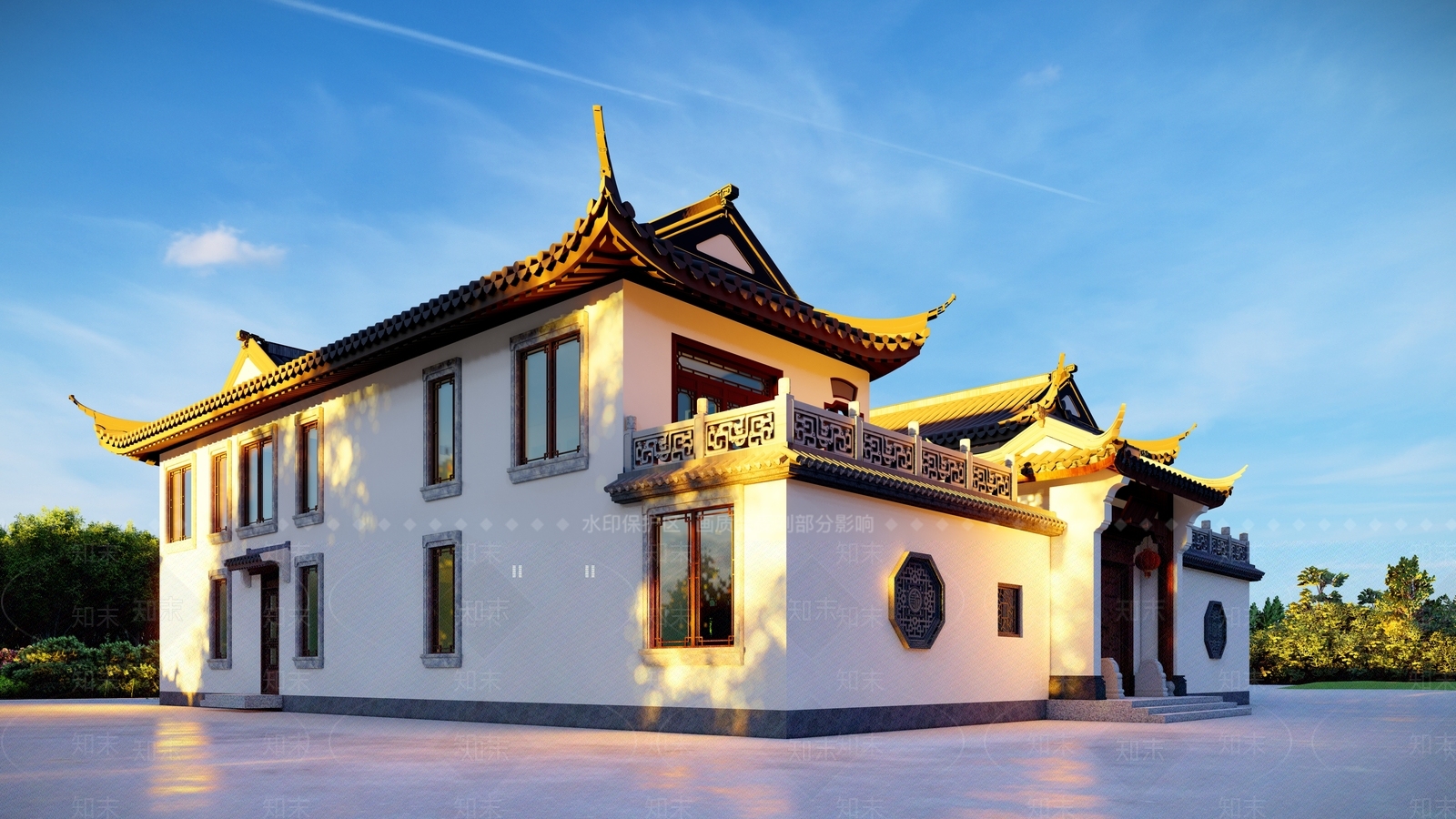 中式新中式四合院SU模型下载【ID:1165033839】