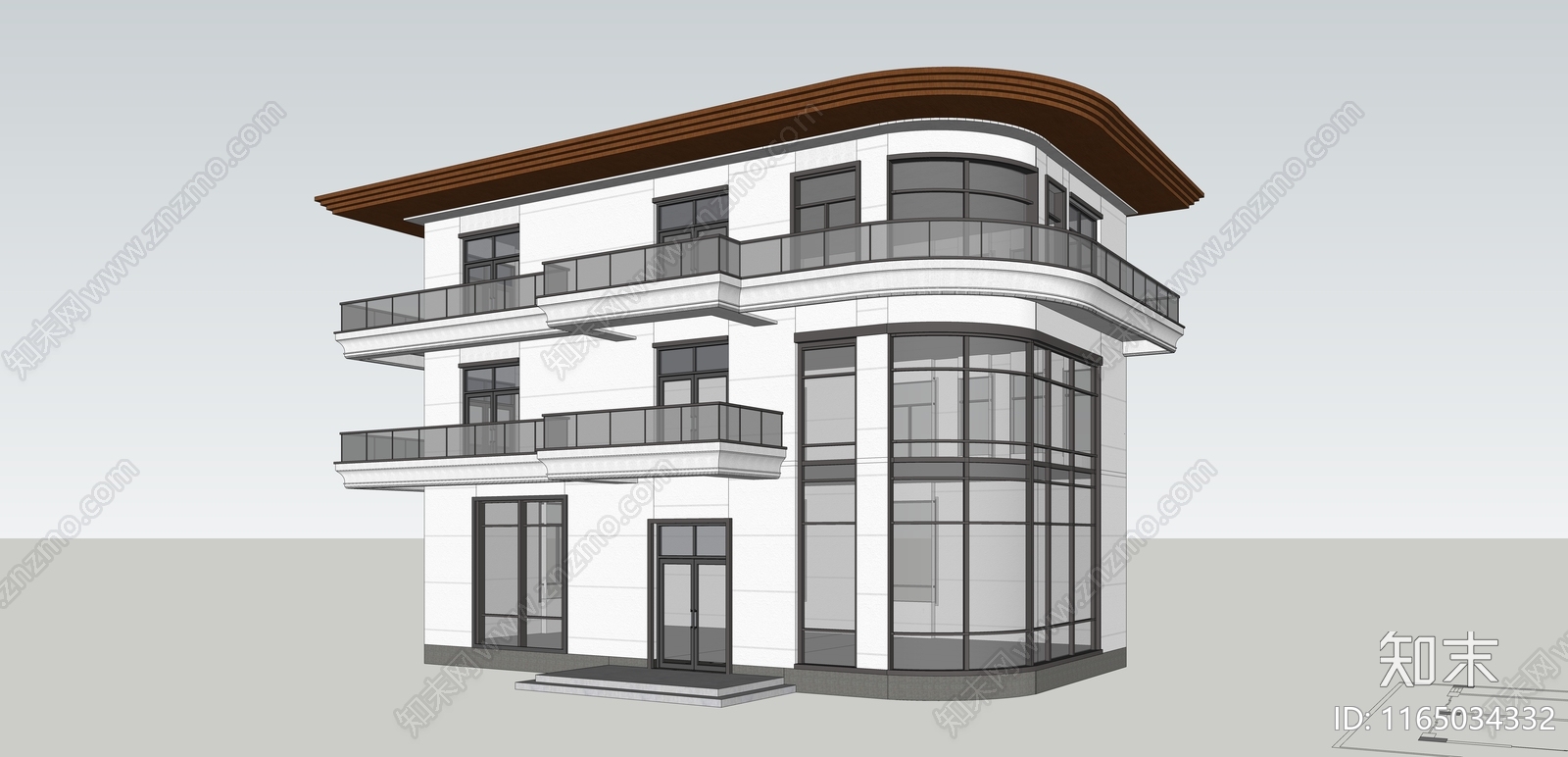 现代简约别墅SU模型下载【ID:1165034332】