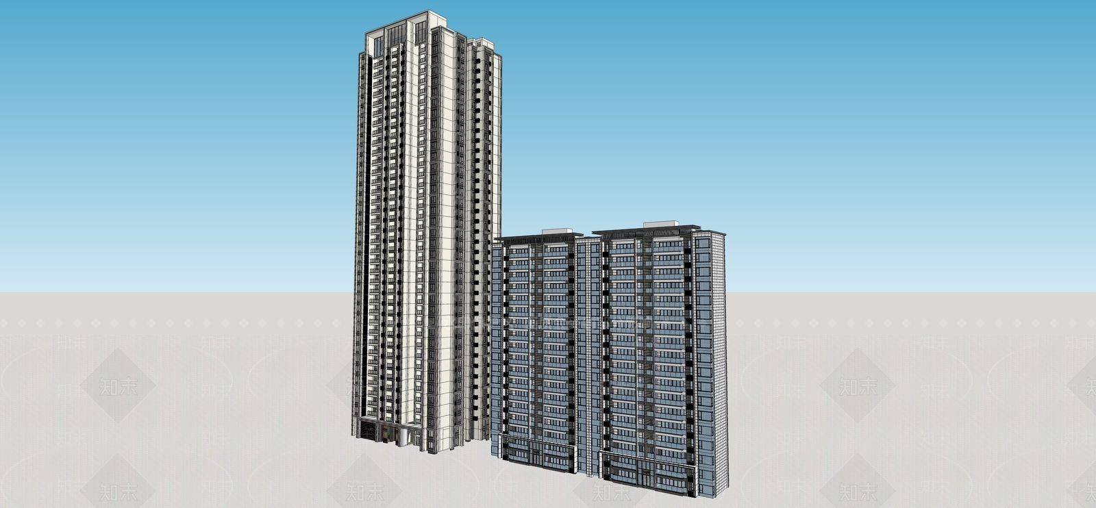 现代新中式多层住宅SU模型下载【ID:1165037019】
