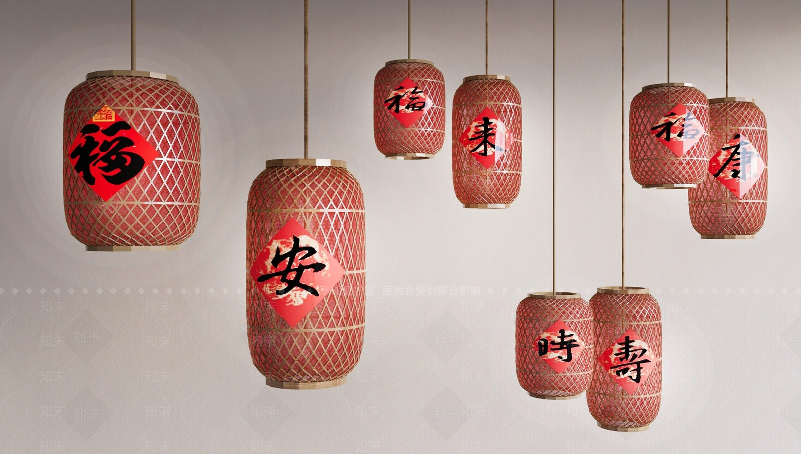 新中式中式灯笼SU模型下载【ID:1165038366】