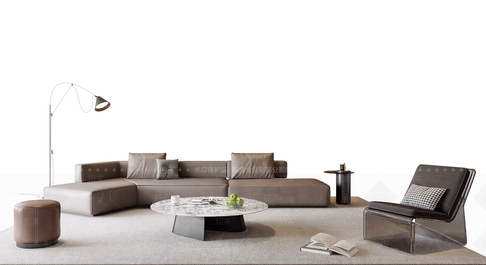 现代意式沙发组合3D模型下载【ID:1165040543】