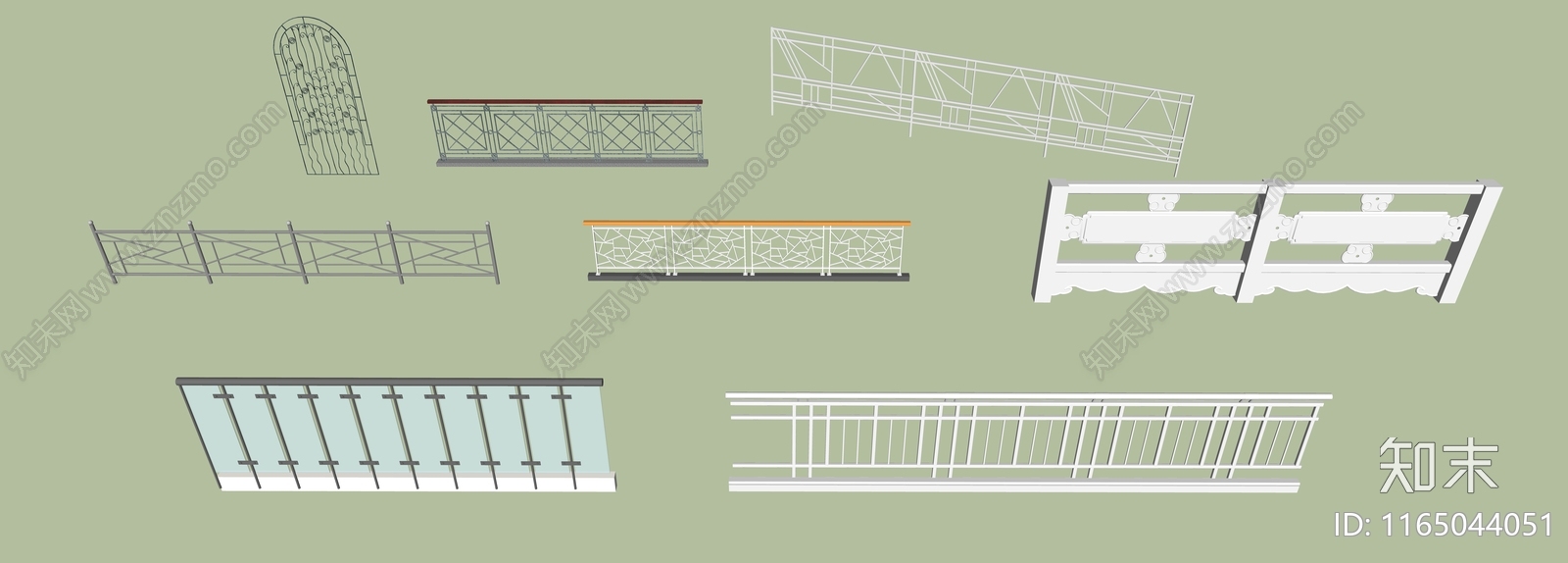 现代简约围栏护栏SU模型下载【ID:1165044051】