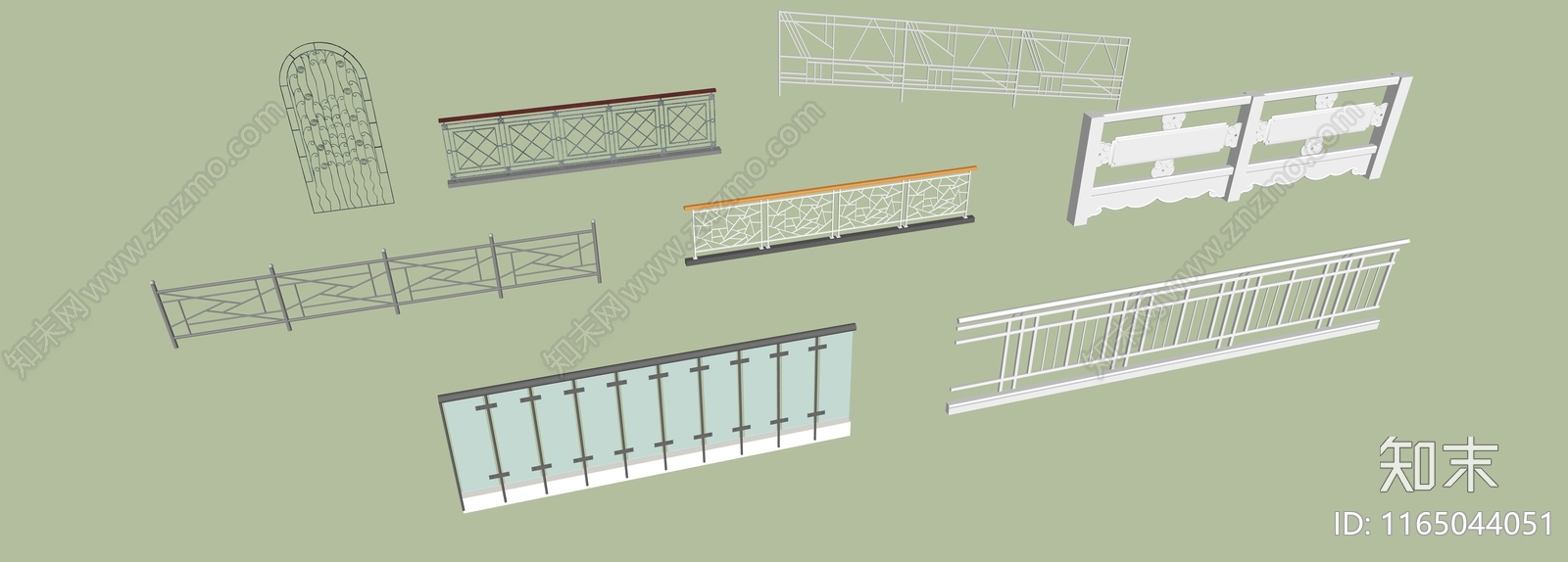 现代简约围栏护栏SU模型下载【ID:1165044051】