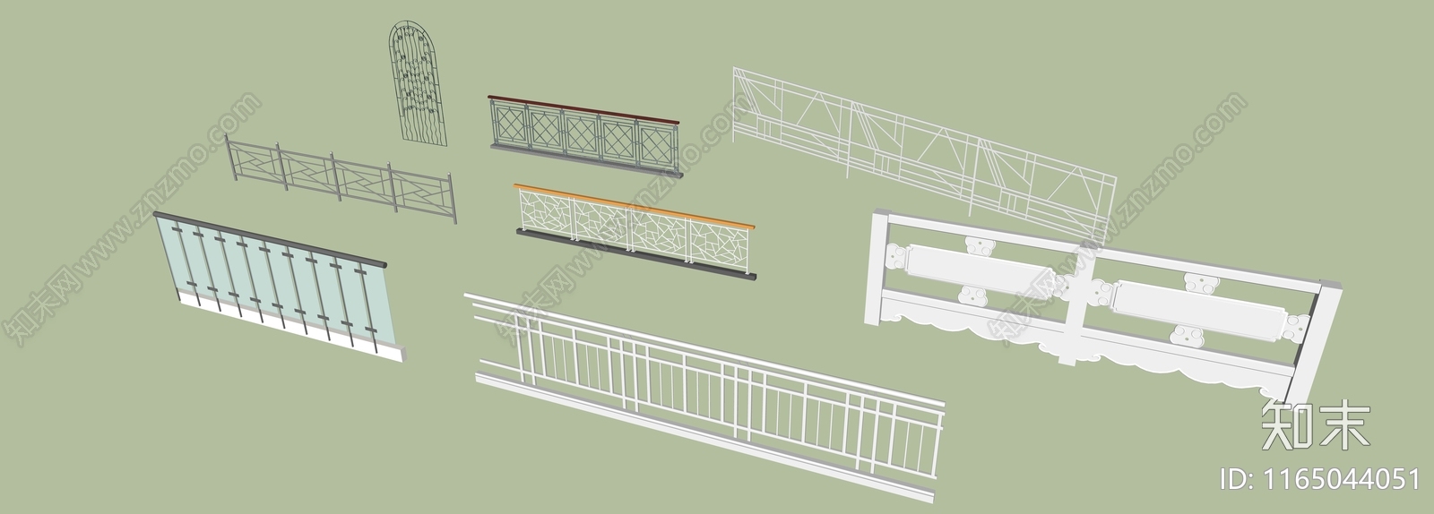 现代简约围栏护栏SU模型下载【ID:1165044051】