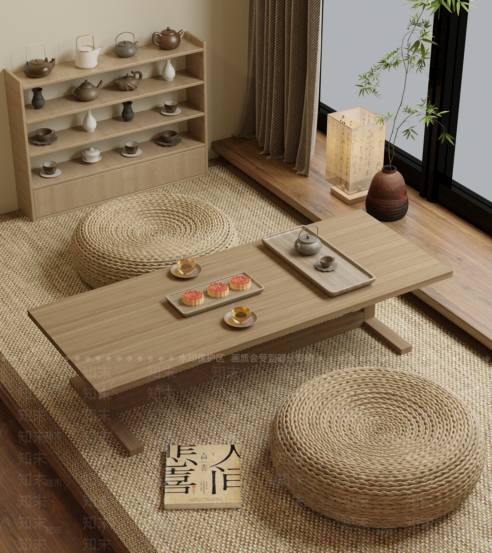 新中式禅意茶室3D模型下载【ID:1165054505】