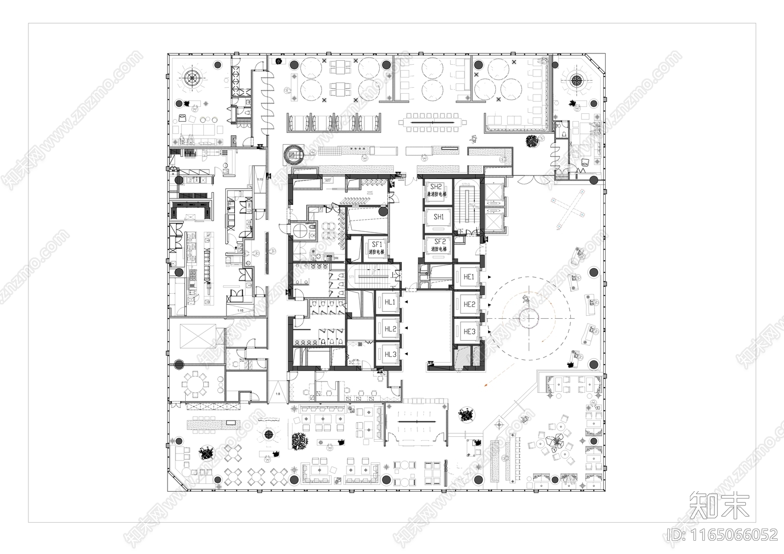 50个酒店大堂方案平面图库施工图下载【ID:1165066052】