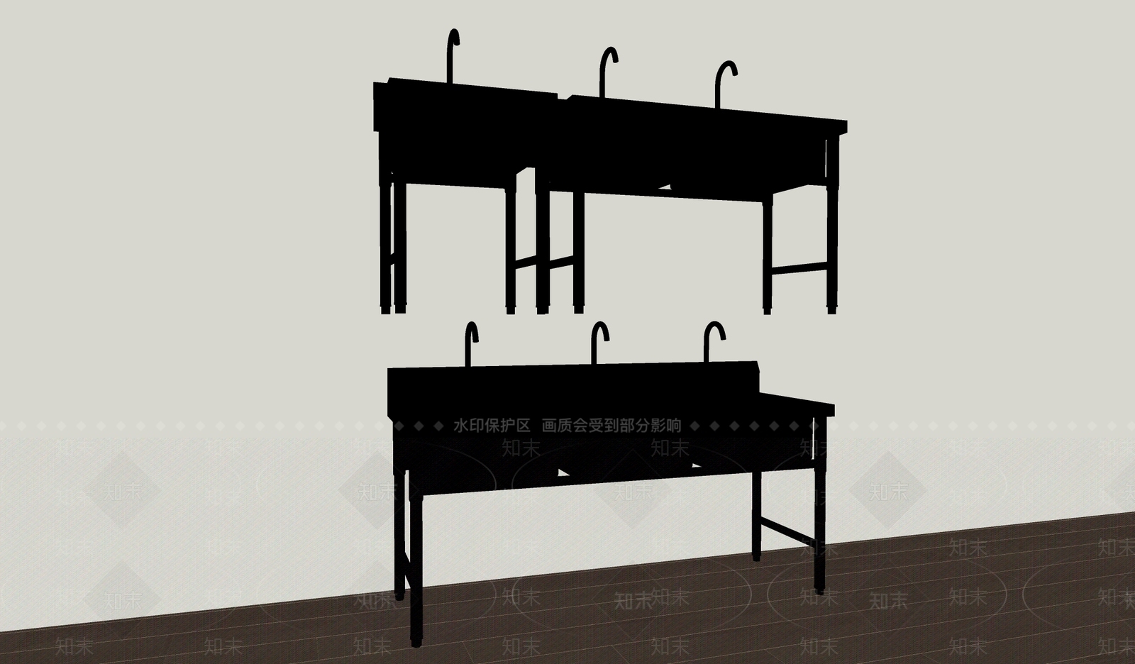 现代水槽SU模型下载【ID:1165075575】