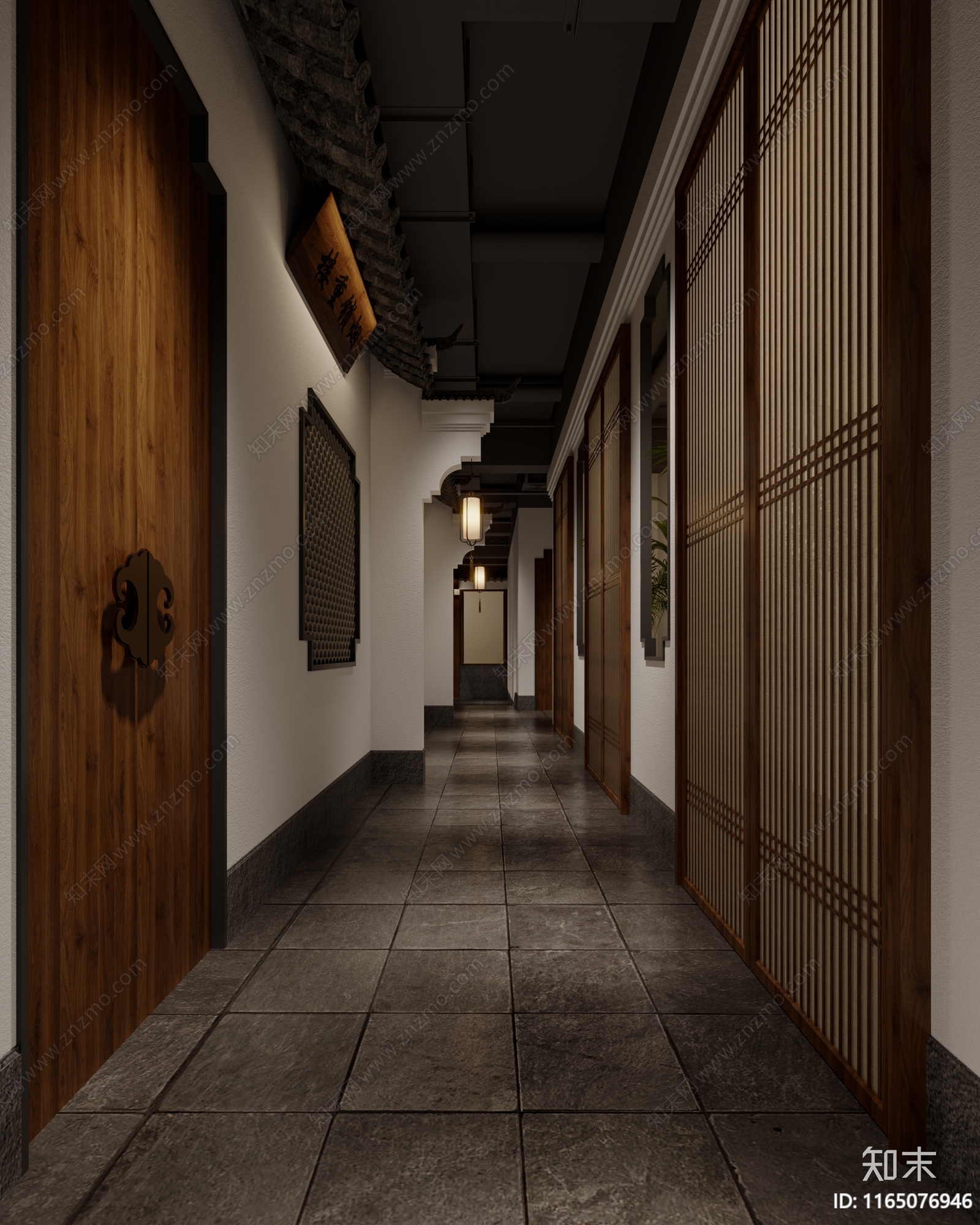 新中式中式走廊3D模型下载【ID:1165076946】