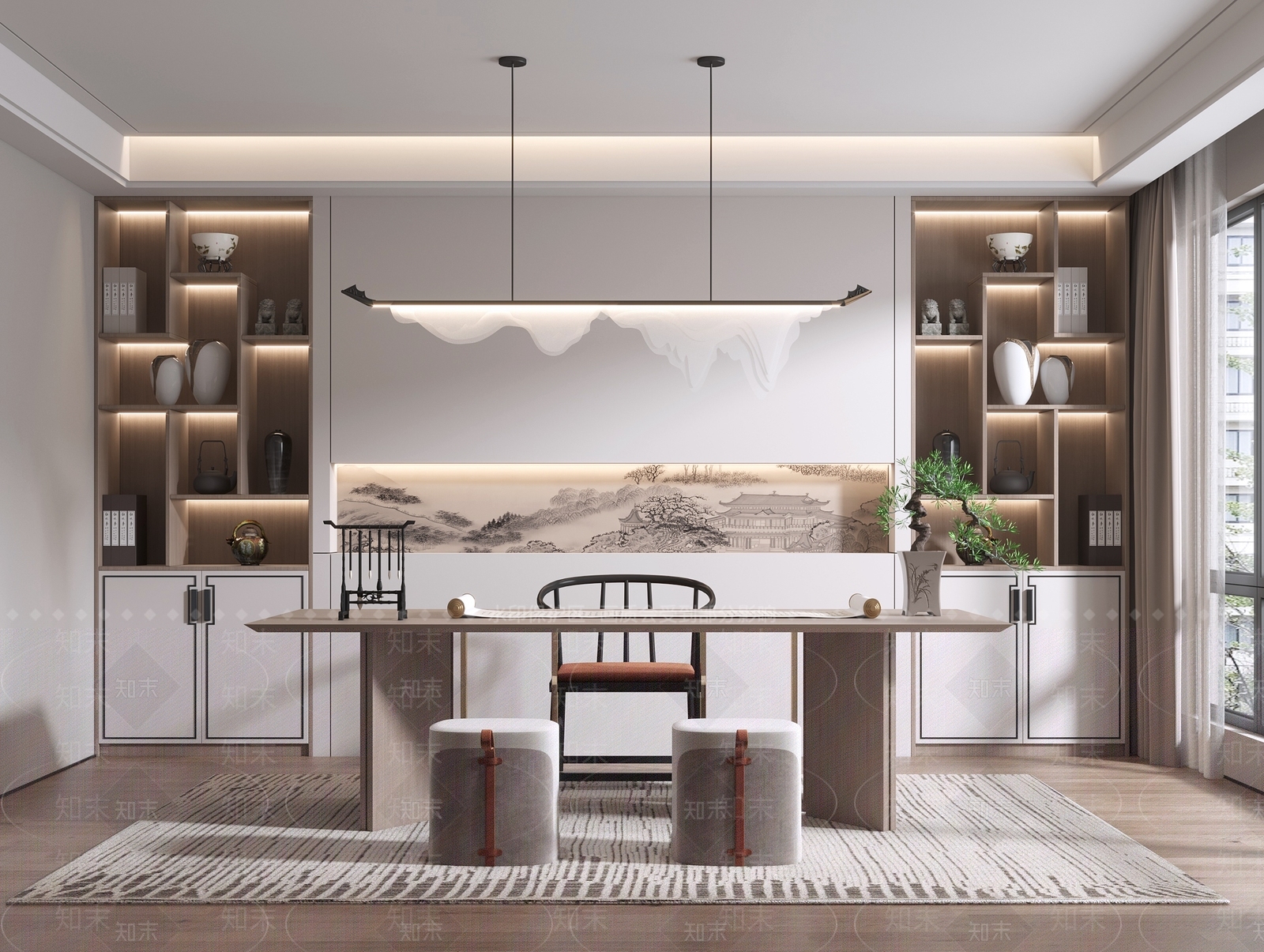 新中式中式书房3D模型下载【ID:1165079148】