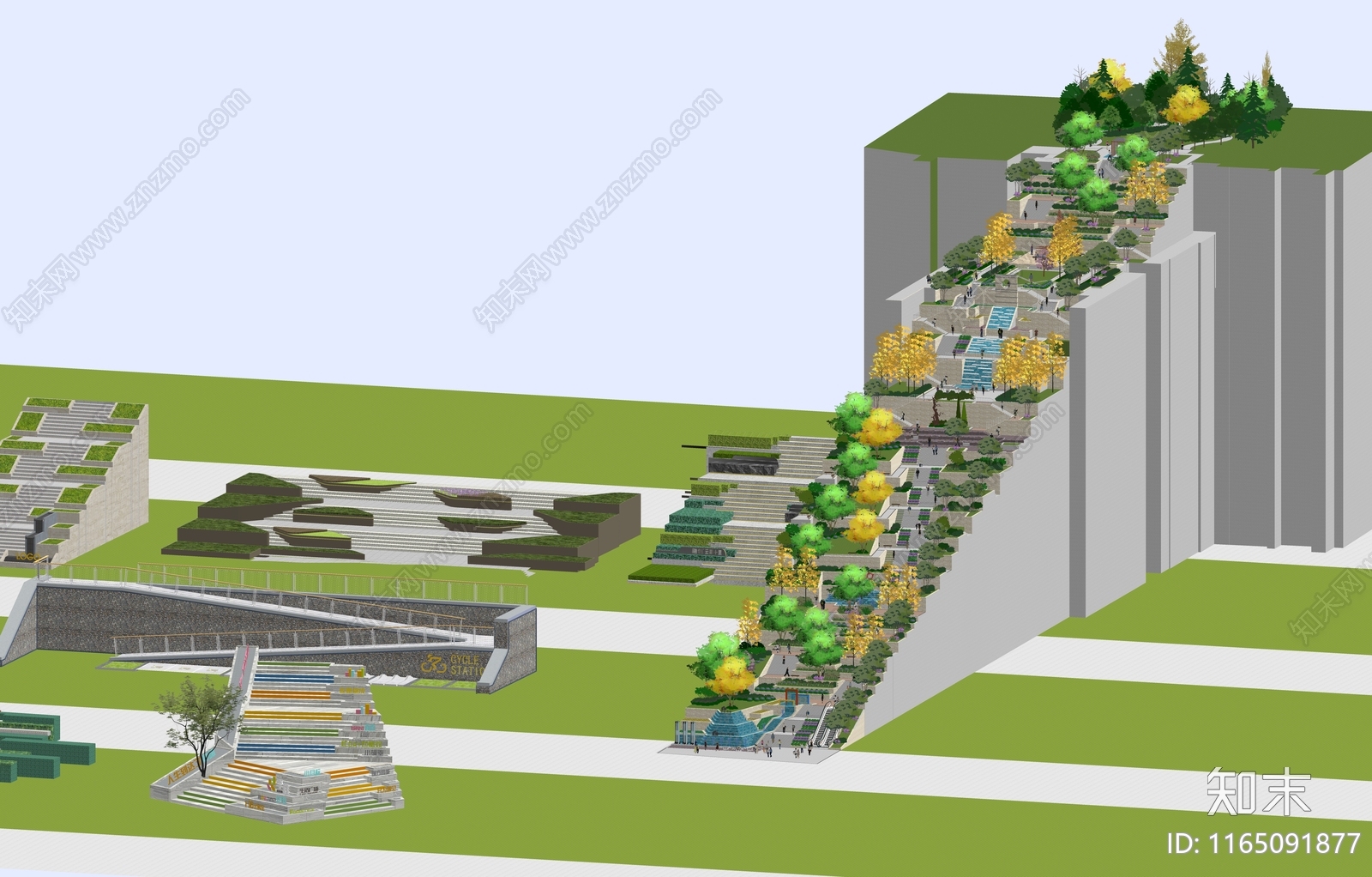 现代台阶景观SU模型下载【ID:1165091877】