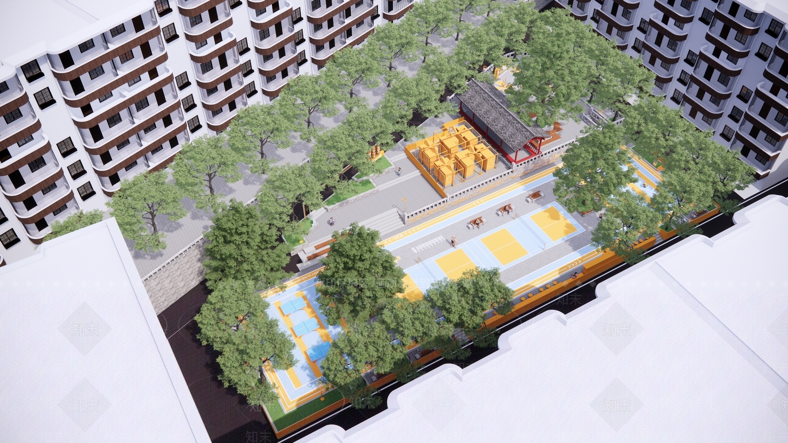 现代新中式口袋公园SU模型下载【ID:1165091905】