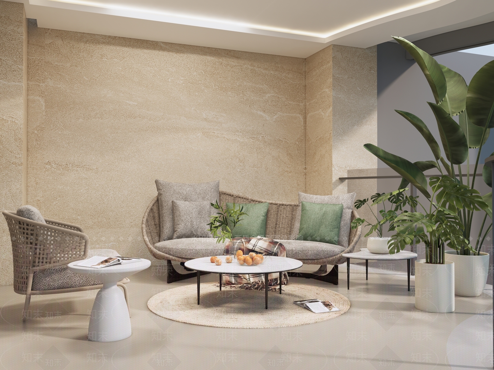 现代新中式阳台3D模型下载【ID:1165099674】