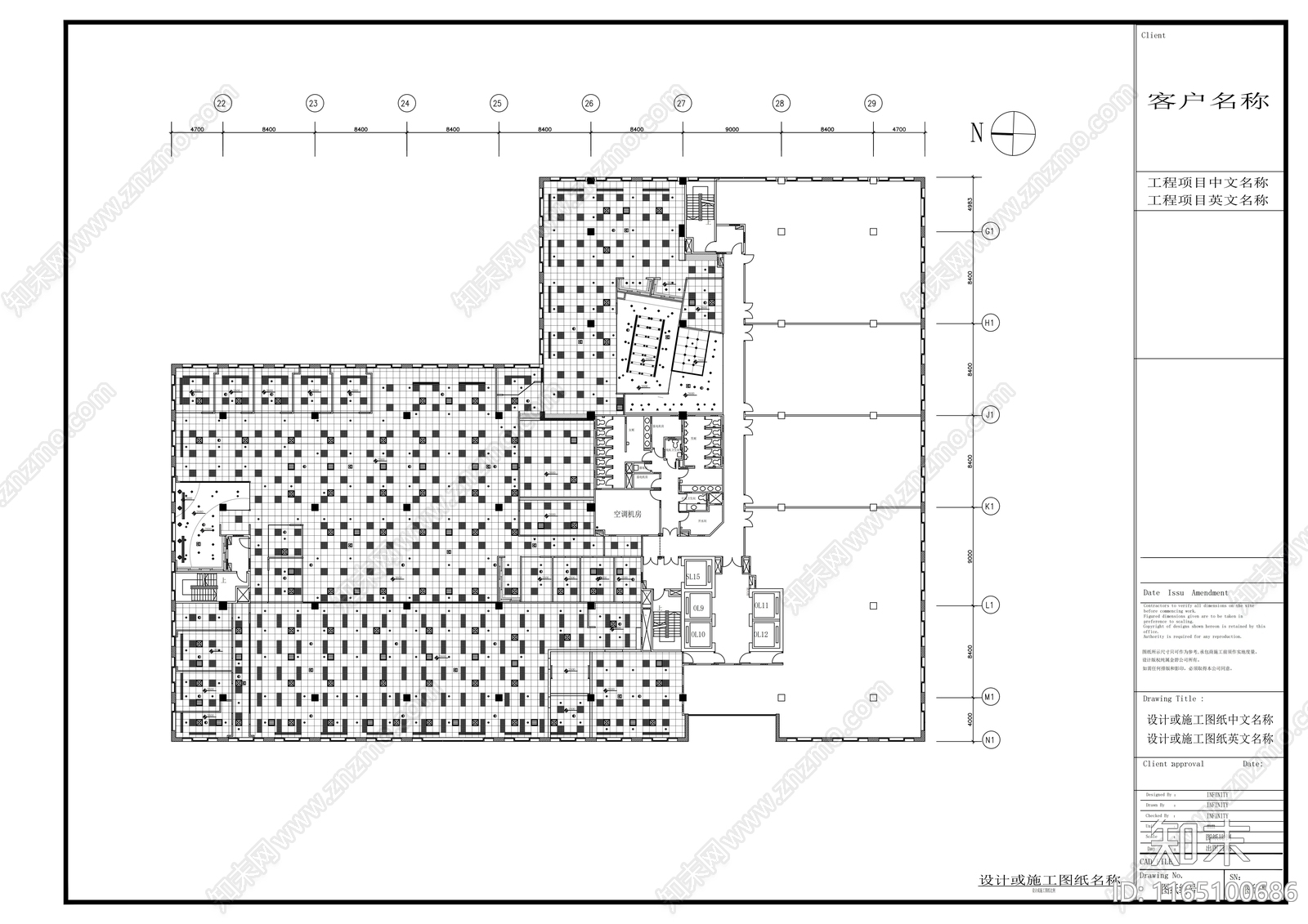 现代整体办公空间cad施工图下载【ID:1165100686】