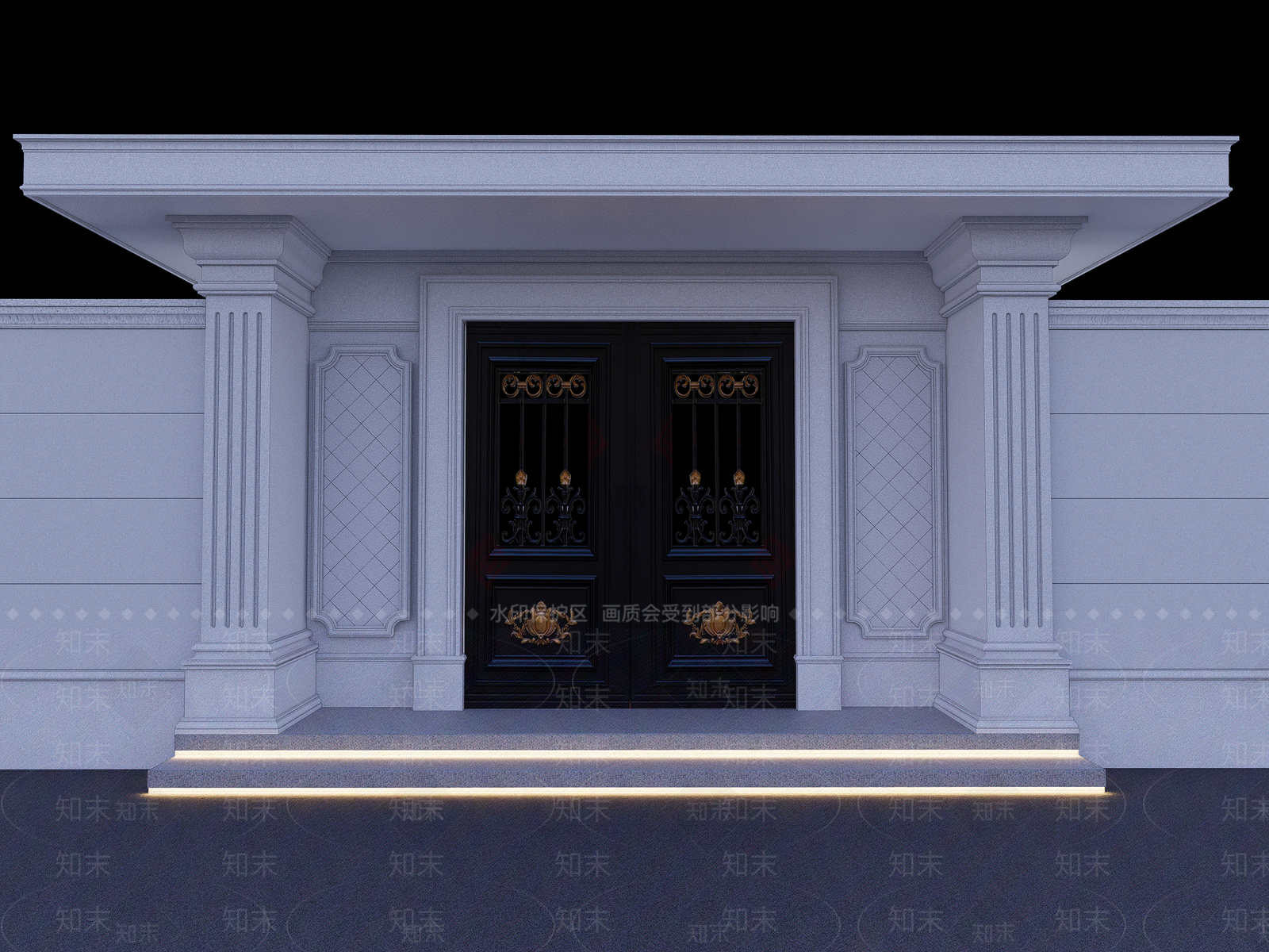 欧式入口大门SU模型下载【ID:1165102187】