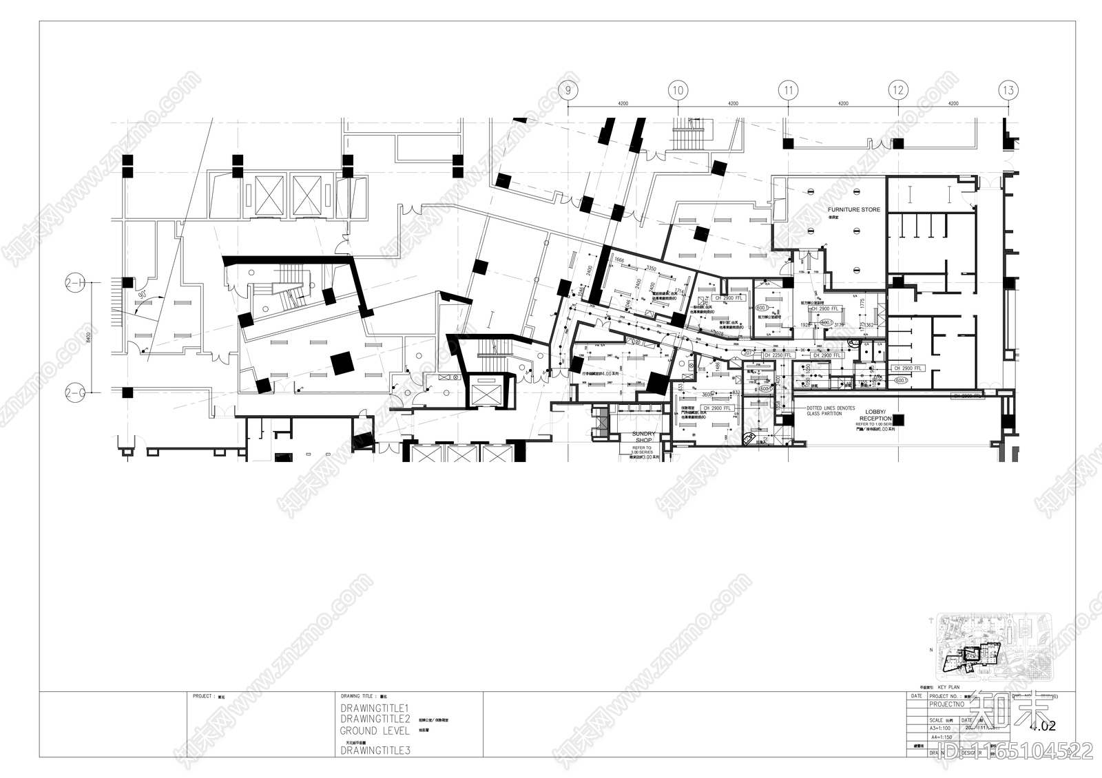 现代办公室cad施工图下载【ID:1165104522】